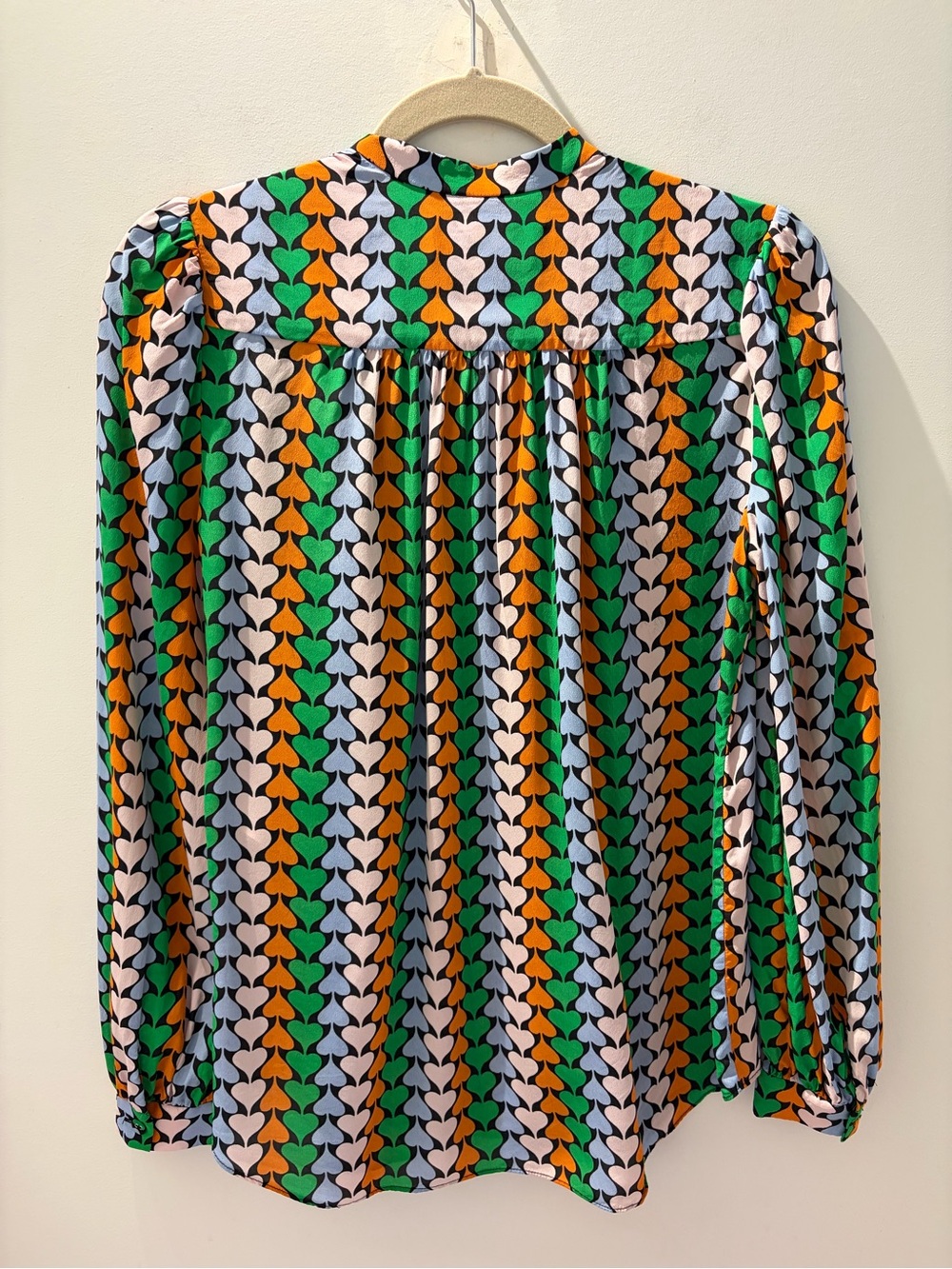 Diane von Furstenberg Washington Blouse in Heart Trail | Silk Blend Button Front - Picture 3 of 9